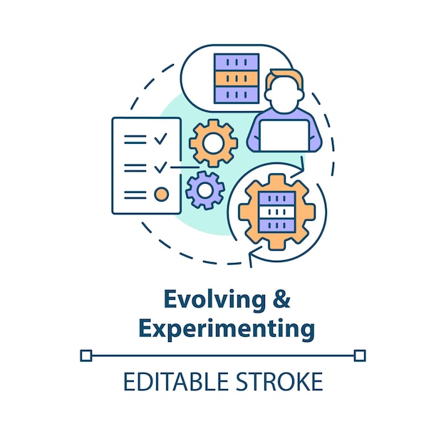 Icona del concetto in evoluzione e sperimentazione