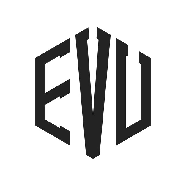 EVU ロゴデザイン イニシャルレター EVU モノグラム ロゴは六角形を使用しています