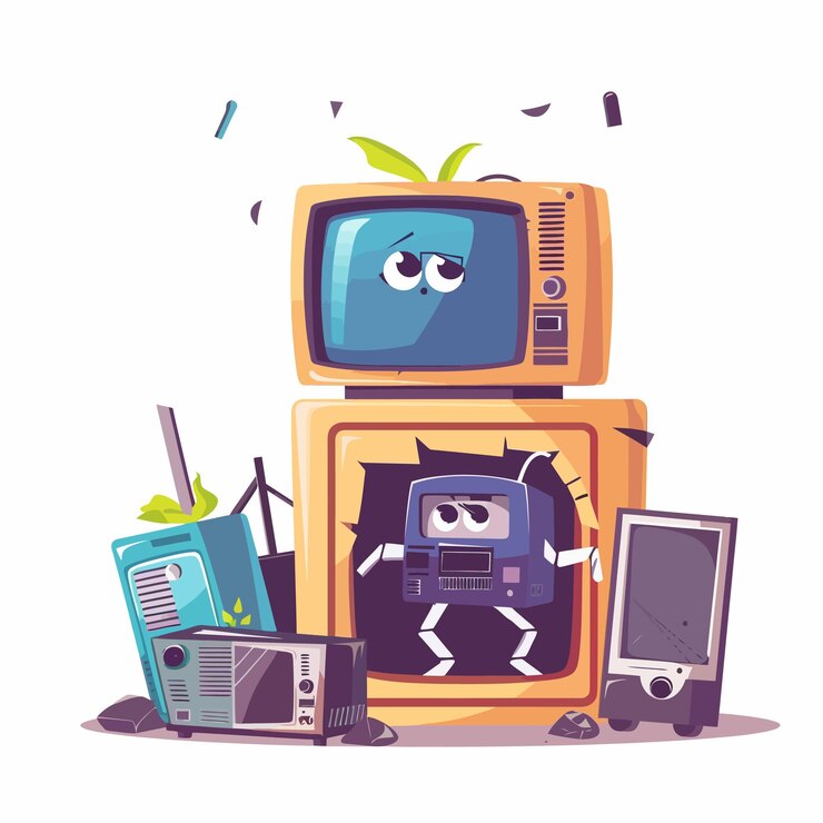 Vector ewaste_recycling_nature_protection_concept