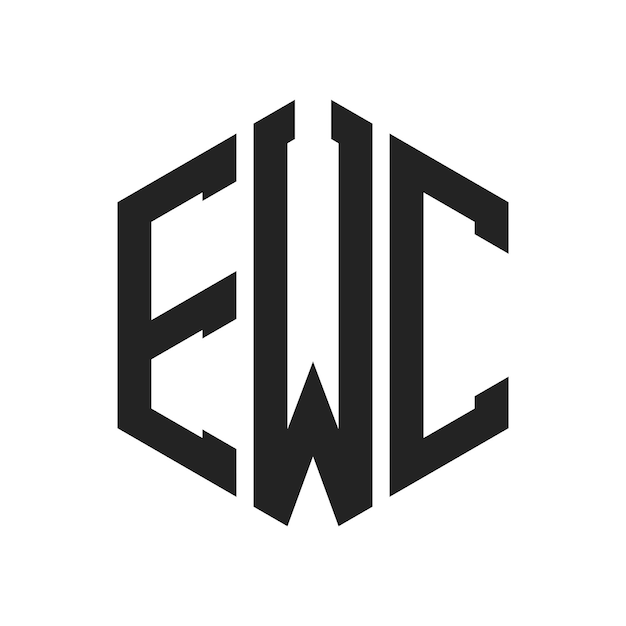 EWC 로고 디자인 초기 글자 EWC 모노그램 로고는 육각형 모양을 사용합니다.