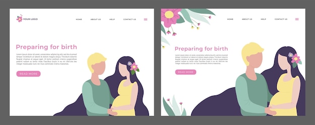 Vector examination of pregnant women and management of pregnancy for landing page concepts and web design