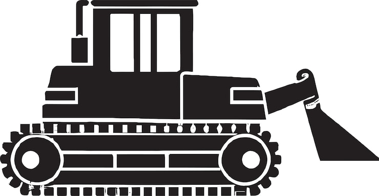 Vector excavator and backhoe vector illustrations