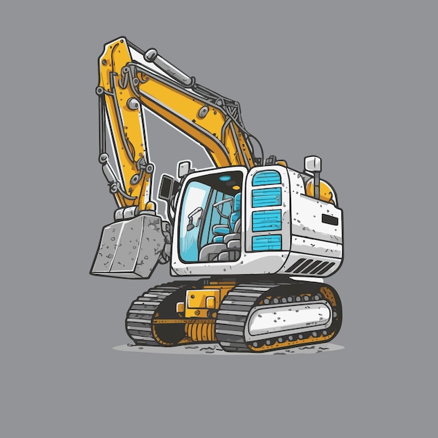 Escavatore bulldozer fine caricatore veicolo camion logo illustrazione vettoriale mascotte