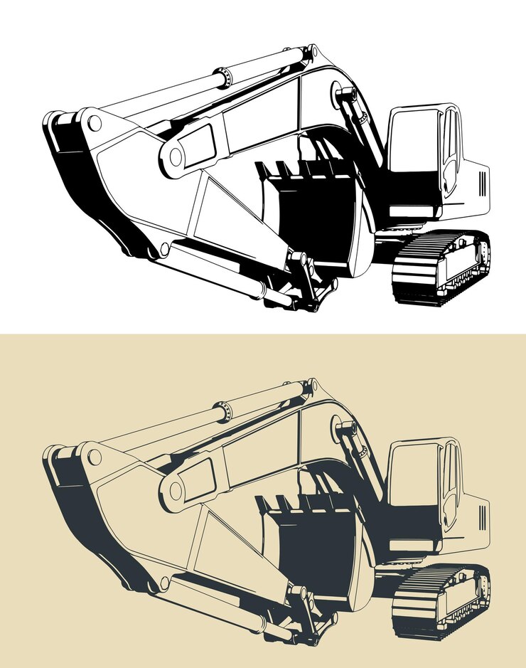 Vector excavator close up