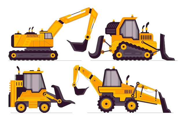 Vector excavator collection elements concept