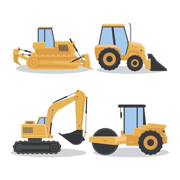 Vector excavator collection elements concept