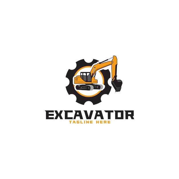 Vector excavator construction logo design vector illustration