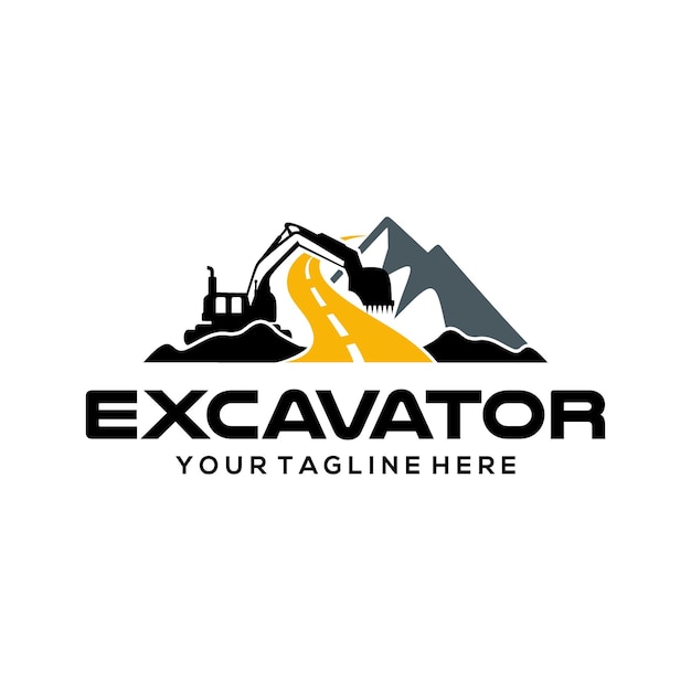 Vector excavator and construction logo designs vector template