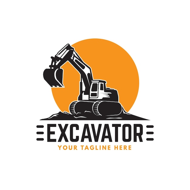 Excavator and construction logo template