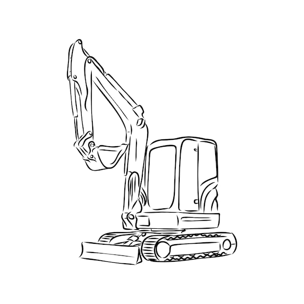 Cartoon Excavator Digger Crawler Wheels Vehicle Equipment Machine  Construction Site Only Black And White For Coloring Page Children Book  High-Res Vector Graphic - Getty Images