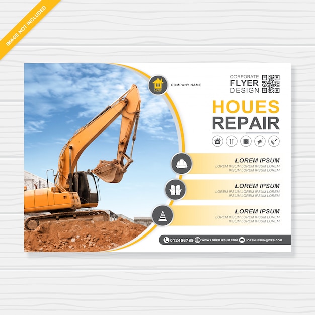 Excavator or dozer flyer design template