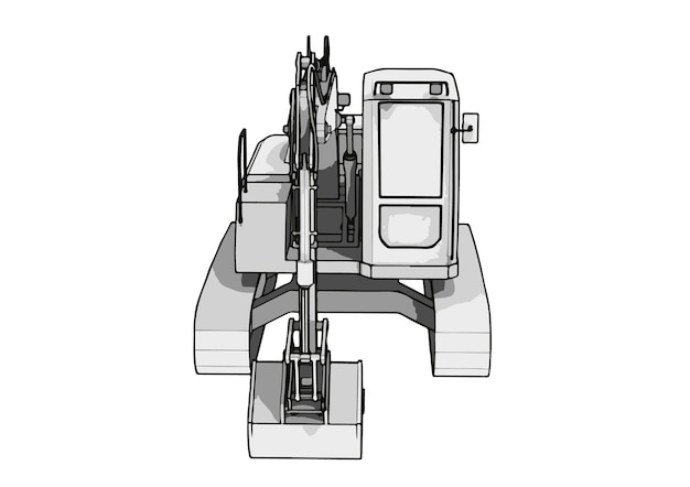 白い背景のベクトルに描かれた掘削機の絵