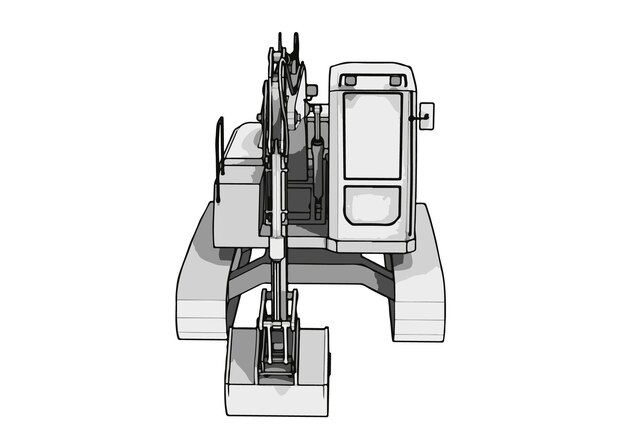 白い背景のベクトルに描かれた掘削機の絵