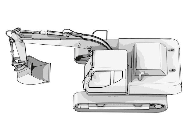 白い背景のベクトルに描かれた掘削機の絵