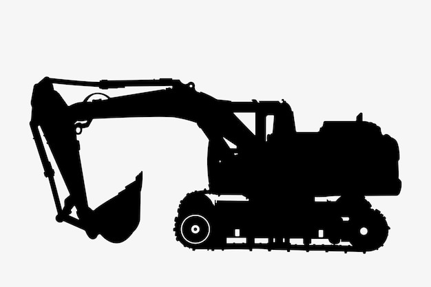 Vector excavator heavy construction vehicle silhouette illustration