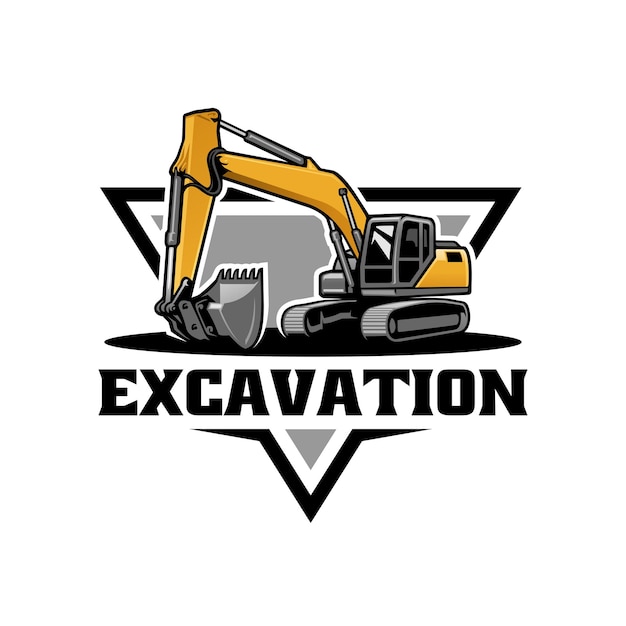 excavator heavy duty construction illustration logo vector