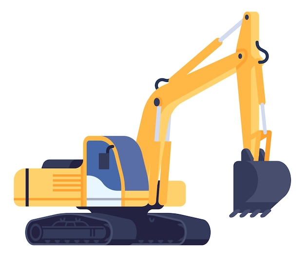 Icona dell'escavatore macchina da scavo veicolo da costruzione industriale isolato su sfondo bianco
