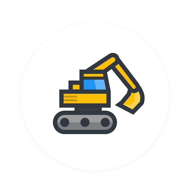 Excavator icon flat style