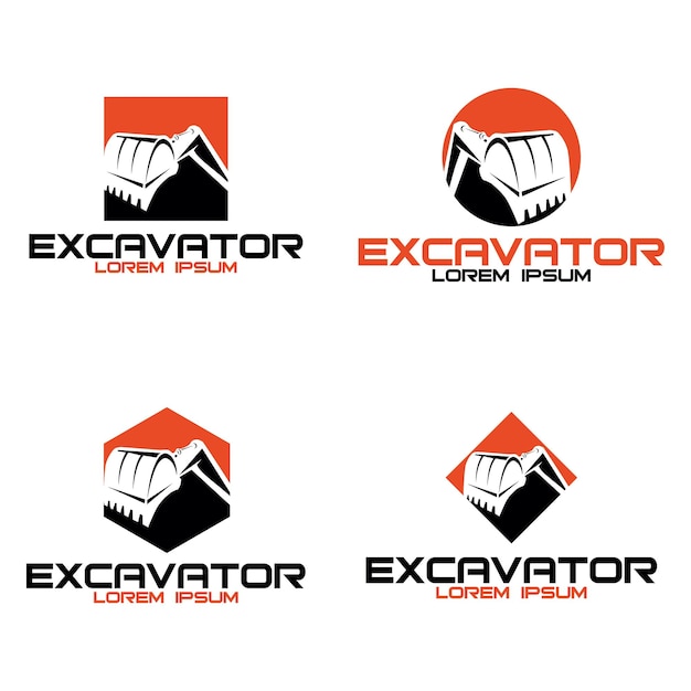 Modello di progettazione del logo dell'escavatore