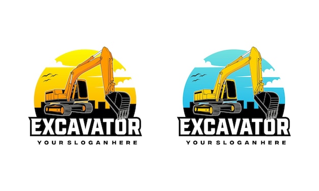 Excavator Logo designs heavy equipment excavator icon for housing development building repair construction and procurement of heavy equipment