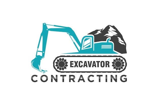 Excavator logo earth mover illustration digging machinery heavy equipment icon design symbol