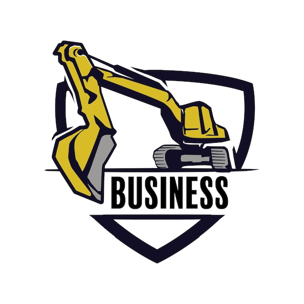 Excavator logo emblems design building machine constructing equipment logo template