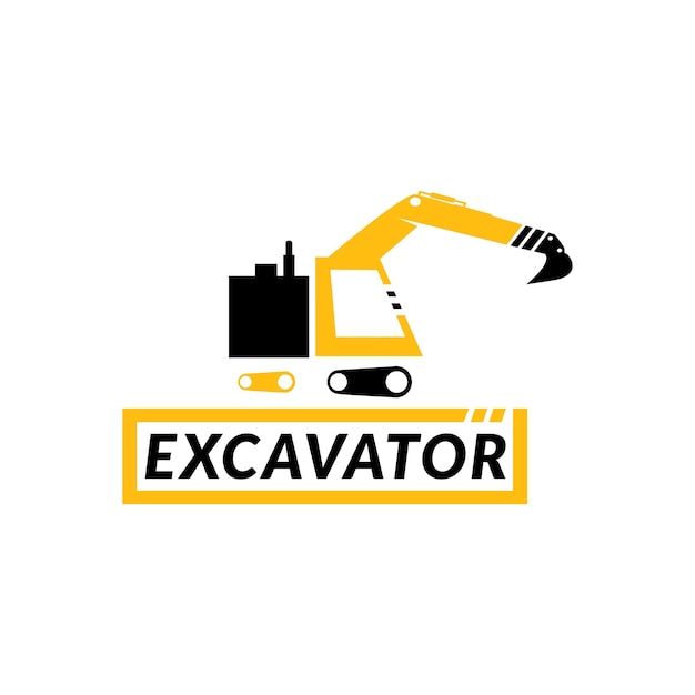 векторный силуэт логотипа экскаватора изолирован для транспортной и строительной компании