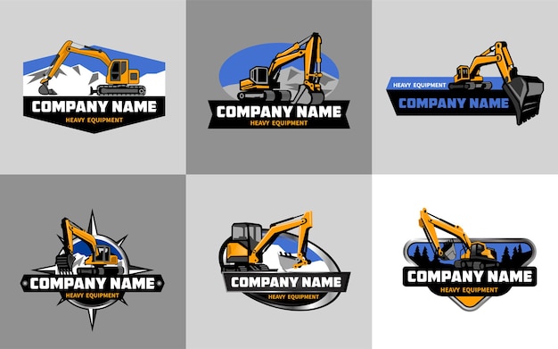 Vector excavator logo set