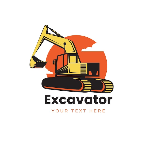 Дизайн шаблона логотипа экскаватора