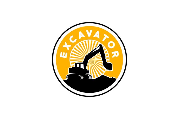 ショベルのロゴのテンプレート ベクトル建設会社の重機のロゴのベクトル クリエイティブ
