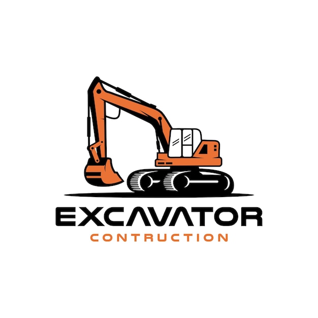 Vector excavator logo template vector heavy equipment logo vector for construction company