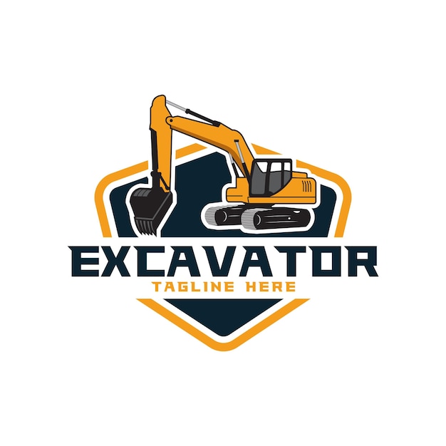 Excavator logo template vector. heavy equipment logo vector for construction company.