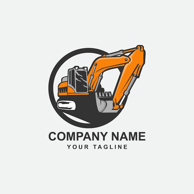 Vector excavator logo template vector heavy equipment logo vector for construction company