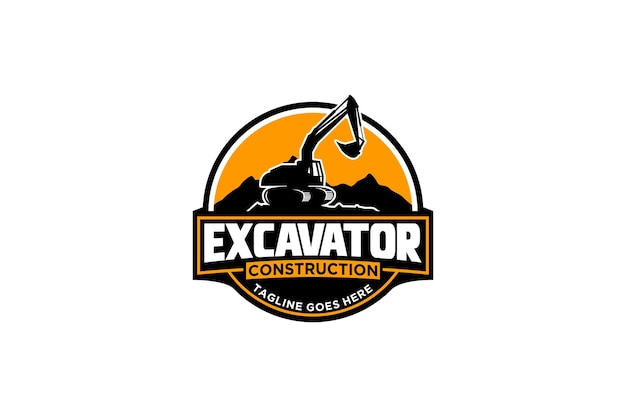 Excavator logo template vector Heavy equipment logo vector for construction company.