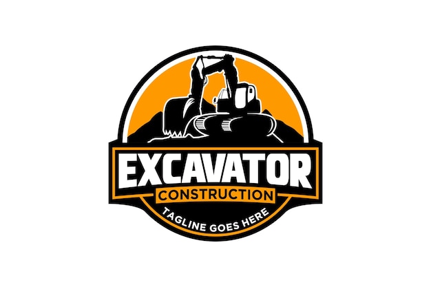 Excavator logo template vector Heavy equipment logo vector for construction company.