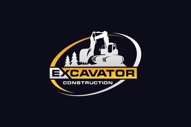 Excavator logo template vector Heavy equipment logo vector for construction company.