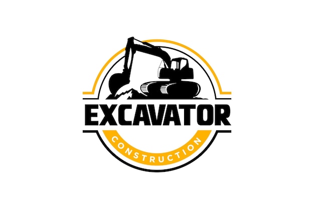 Вектор шаблона логотипа экскаватора Вектор логотипа тяжелой техники для строительной компании.
