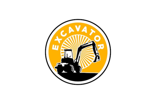 Excavator logo template vector heavy equipment logo vector for construction company.