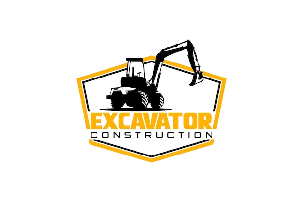 Excavator logo template vector heavy equipment logo vector for construction company.