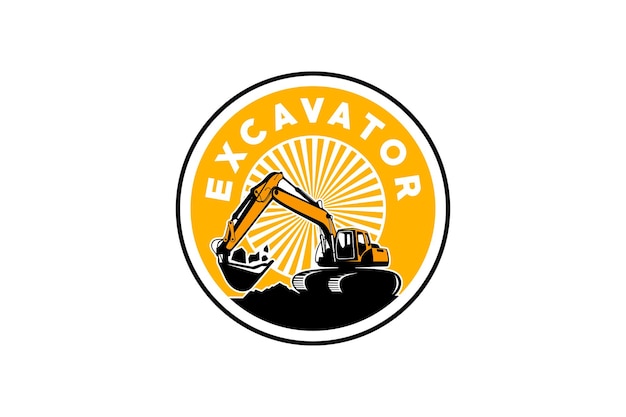 Excavator logo template vector Heavy equipment logo vector for construction company.