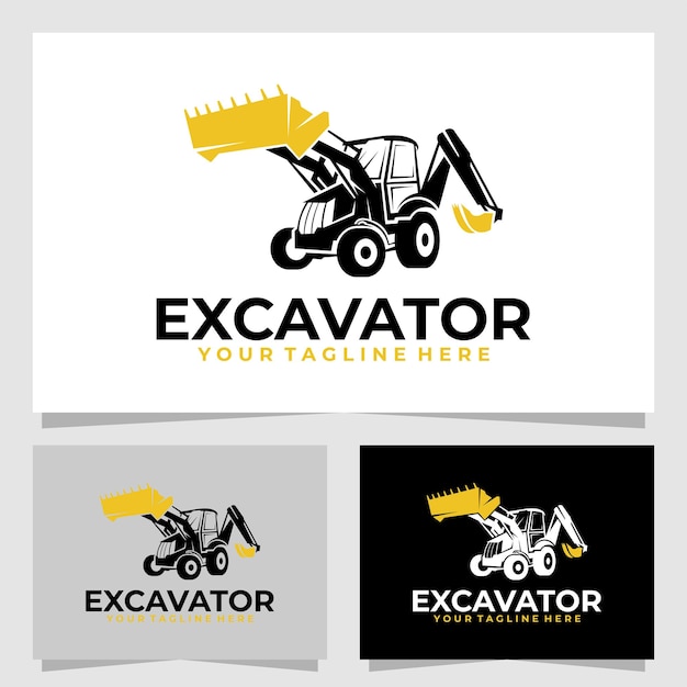 Excavator logo vector design silhouette