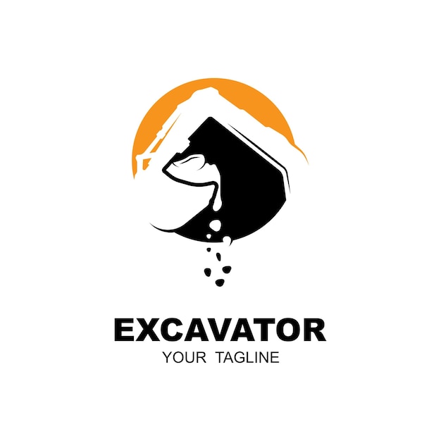 excavator logo vector icon illustration design logo for construction mining business and industry