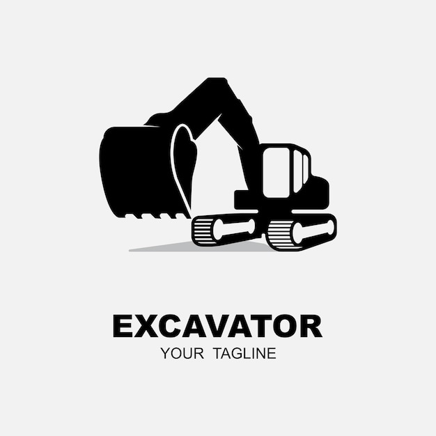 Logo del design dell'illustrazione dell'icona vettoriale del logo dell'escavatore per il settore edile e minerario