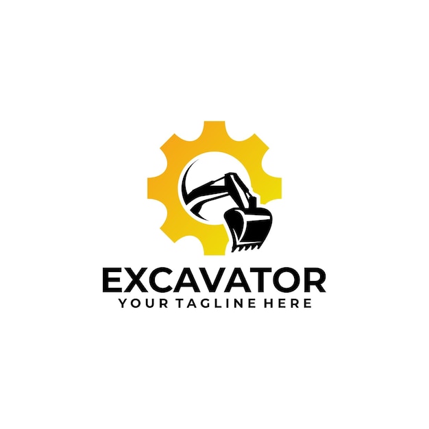 Excavator repair logo design template