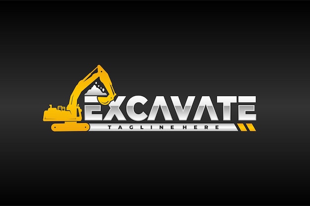 Vector excavator rock logo