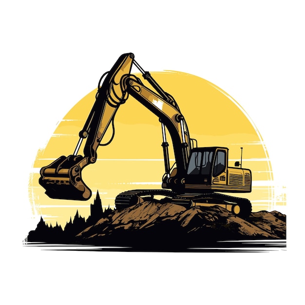 Excavator silhouette vector