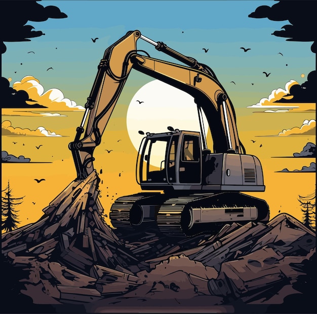 Excavator silhouette vector