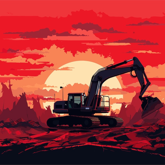 Excavator Silhouette vector