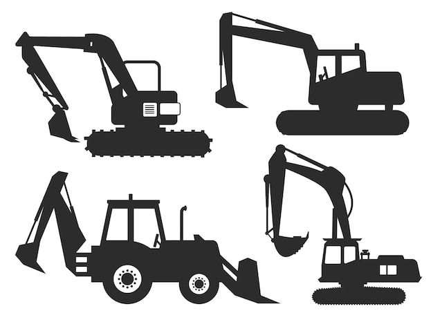 Vector excavator silhouette