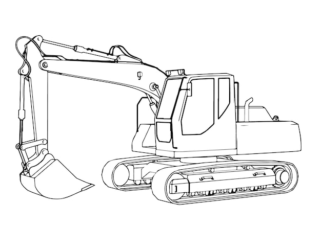 Excavator sketch on white background vector